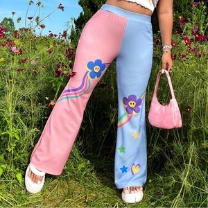 Plus Floral 70s Print Pants